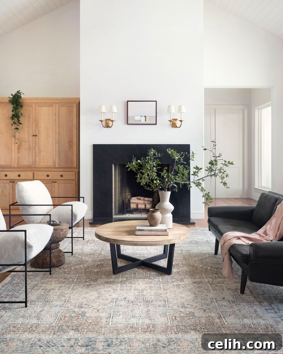 Cosy home interior incorporating elements of farmhouse style decor