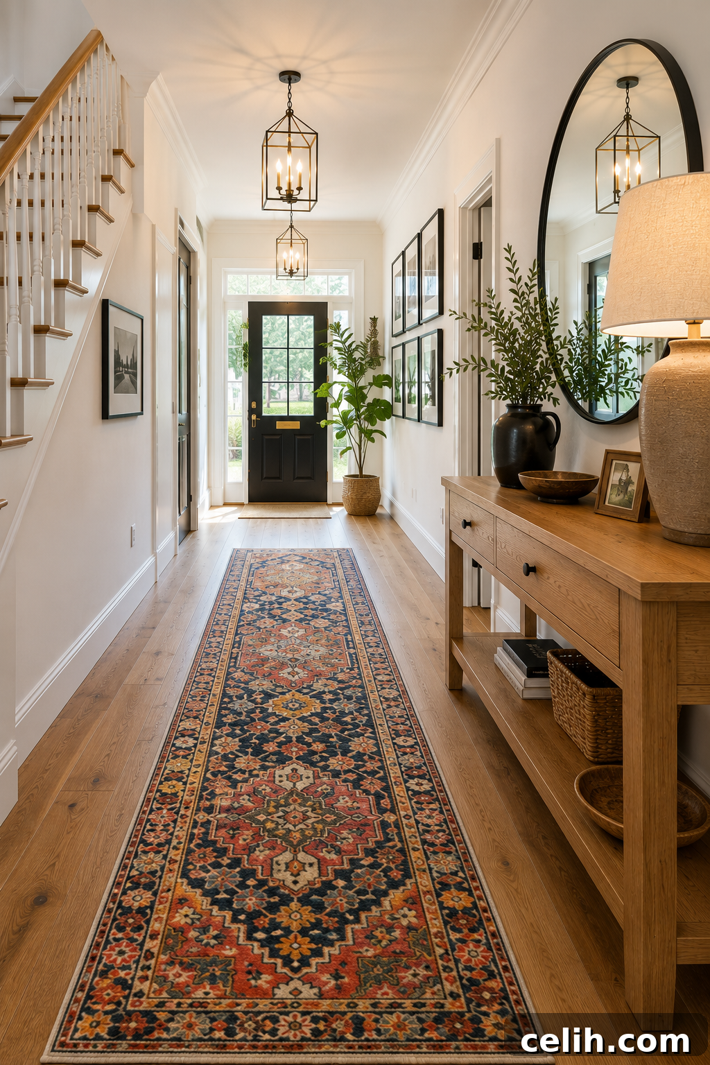 Colourful hallway runner rug