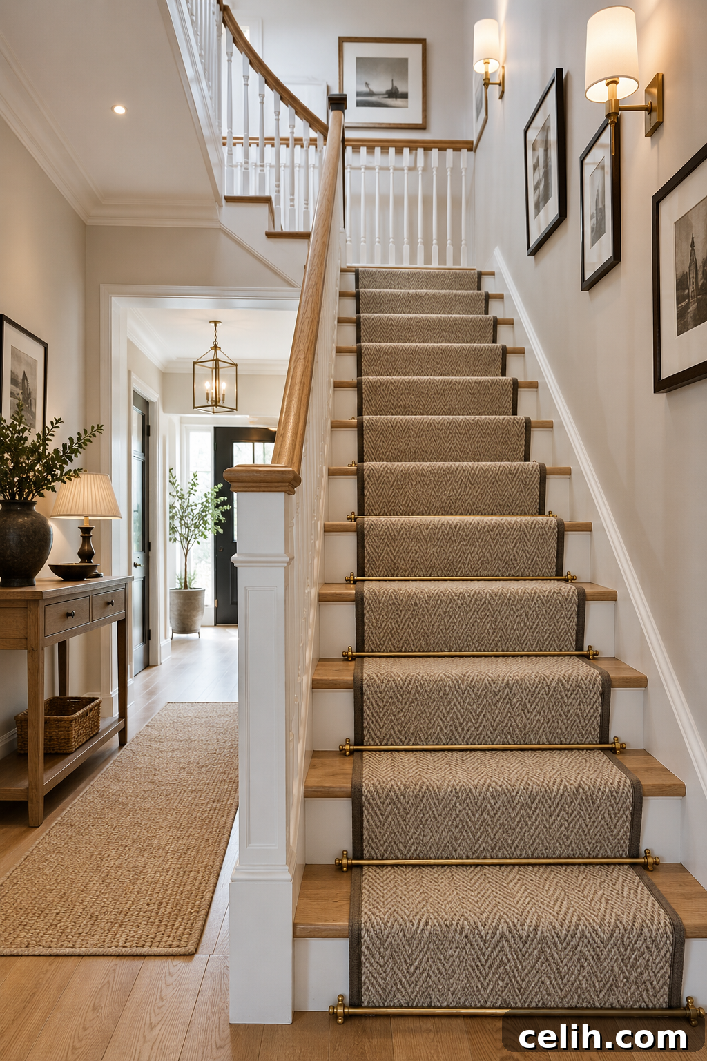 Stair runner in a modern home