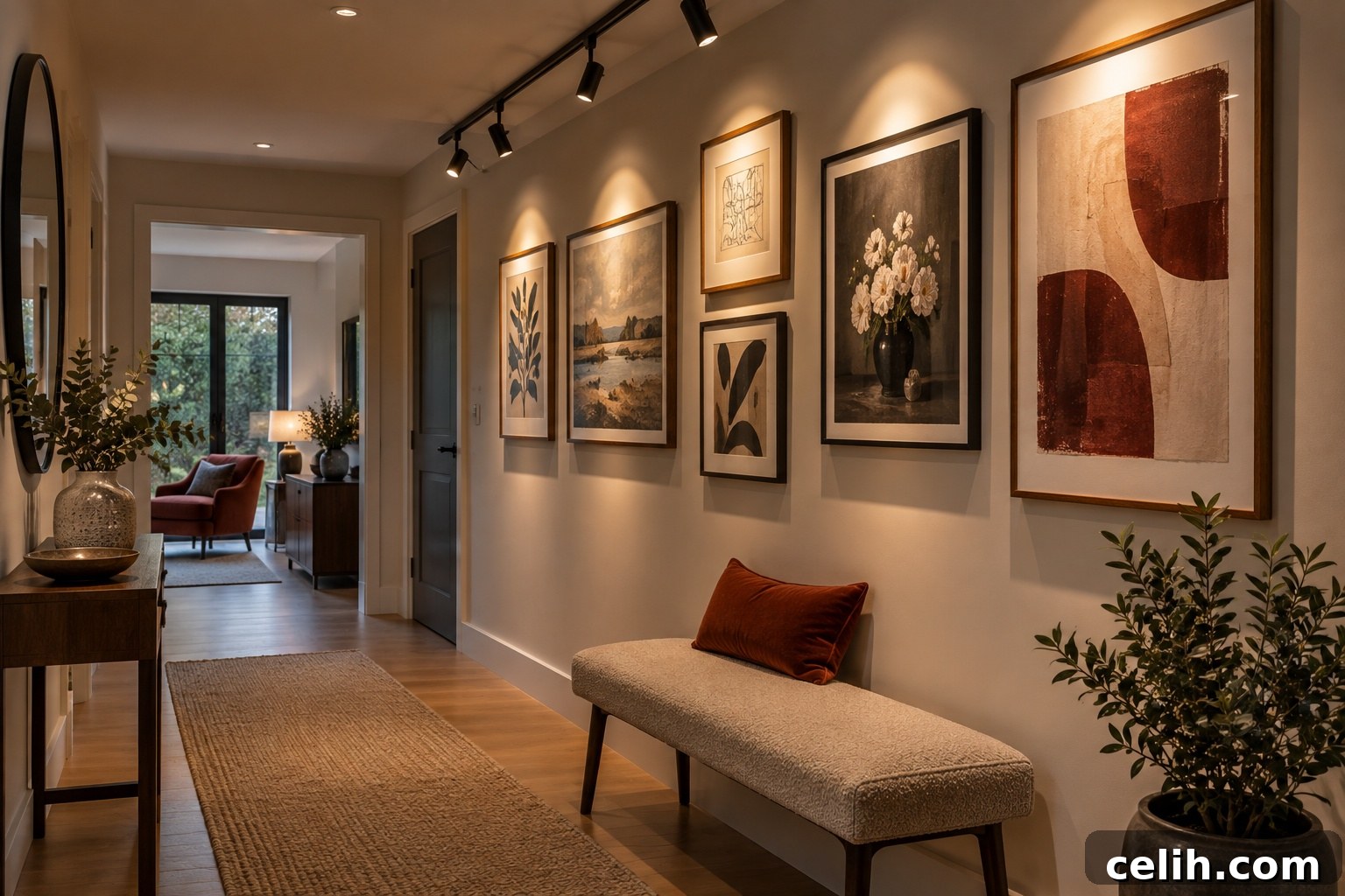 Picture lights on wall gallery