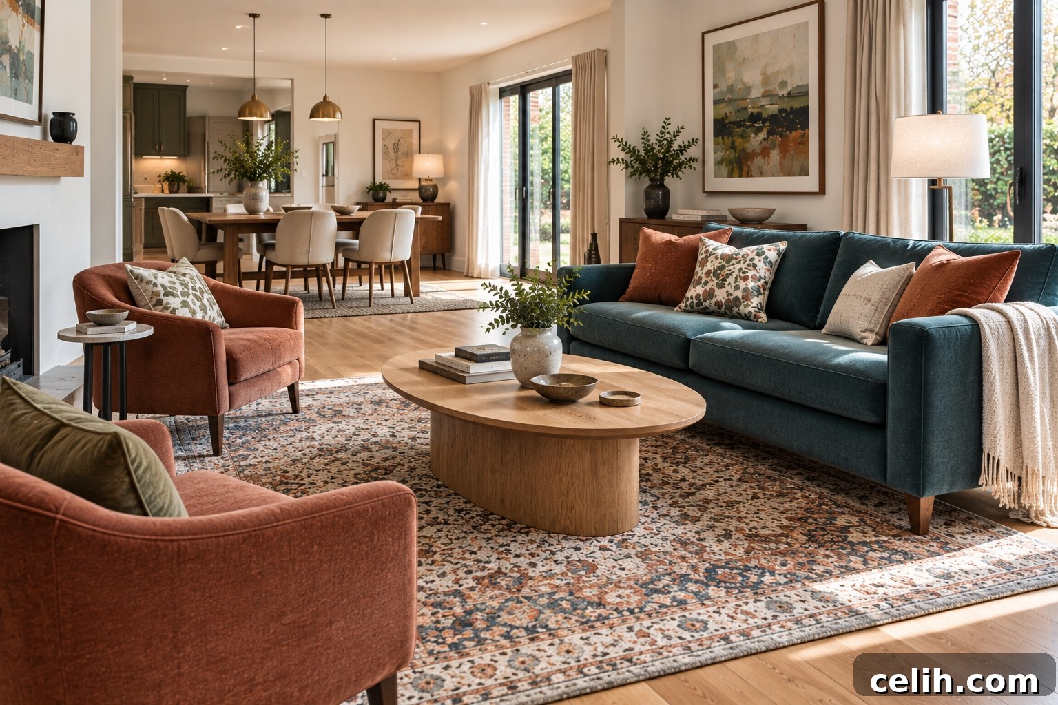 How to Choose the Right Coffee Table for Your Living Room 3 Light wood oval coffee table in open plan room