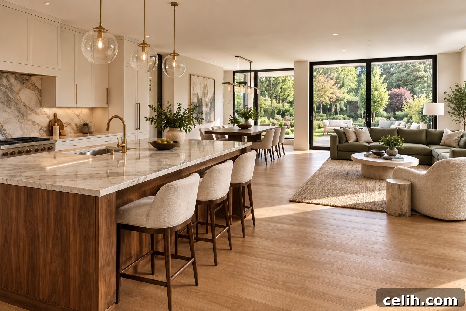 High-End Kitchen Design Trends Transforming Luxury Homes 5 Open plan high-end kitchen diner with natural light
