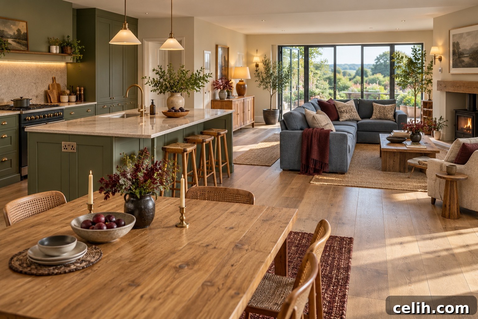 Why Intentional Design Choices Matter for User Experience 3 Open plan home interior with olive and oak tones
