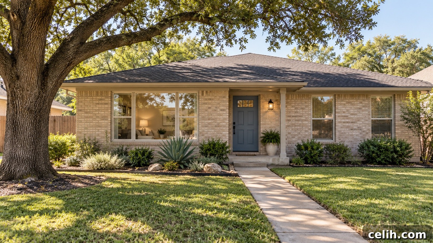 Front path and exterior of Texas home