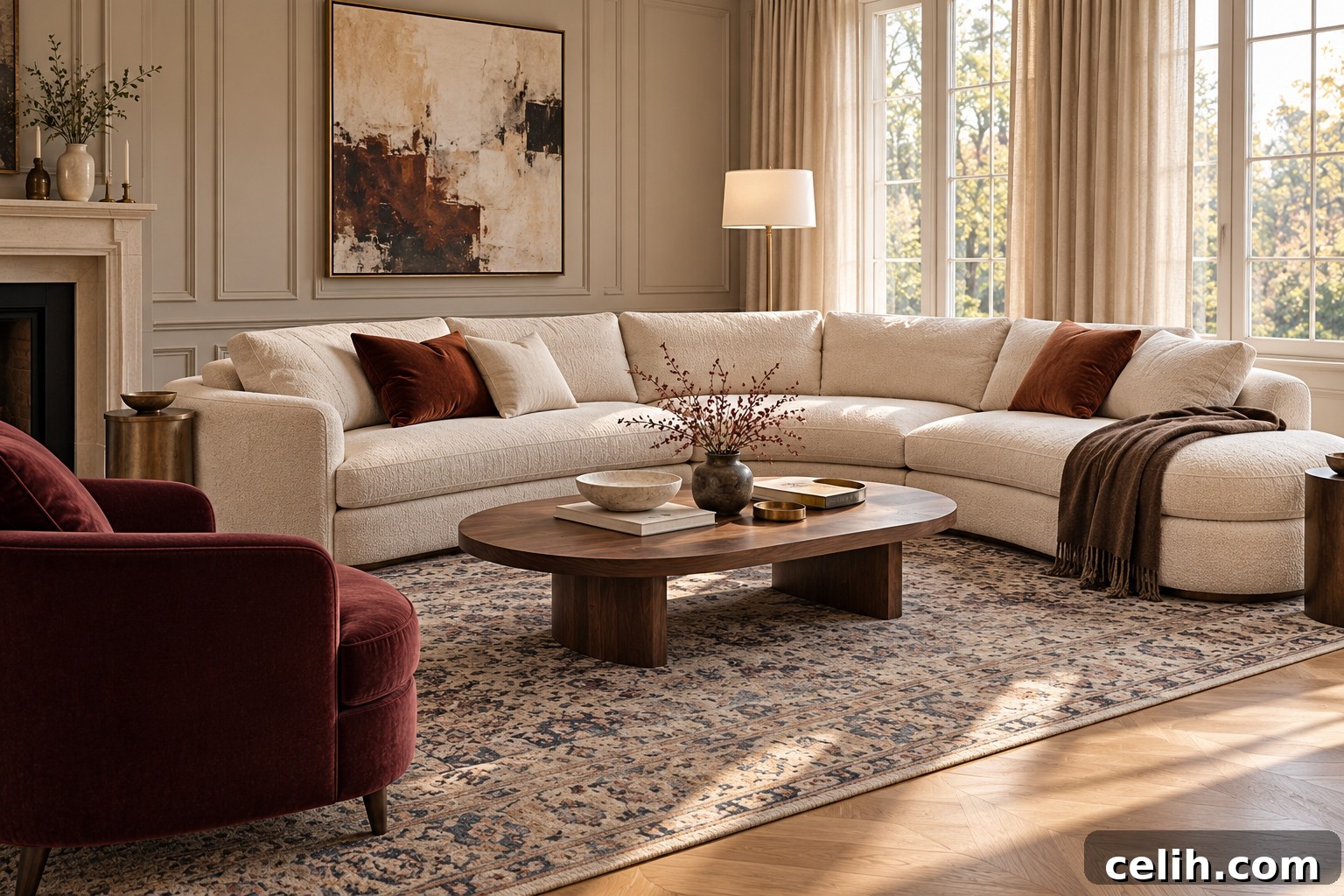 Curved luxury sectional sofa