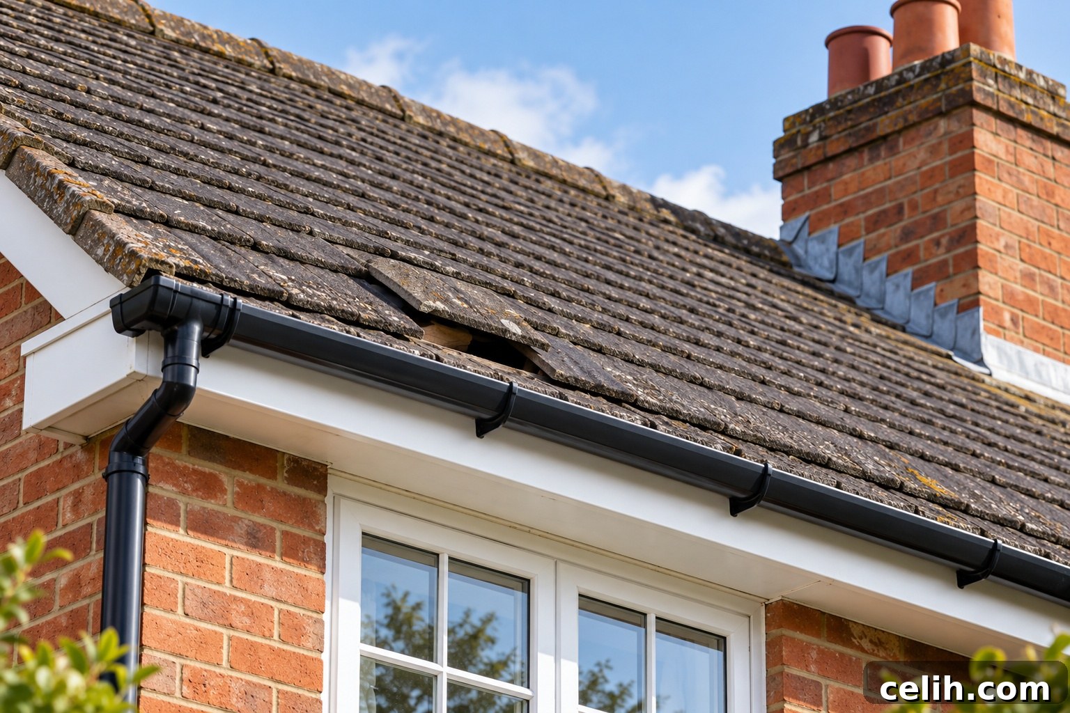 Dislodged tile on property roof