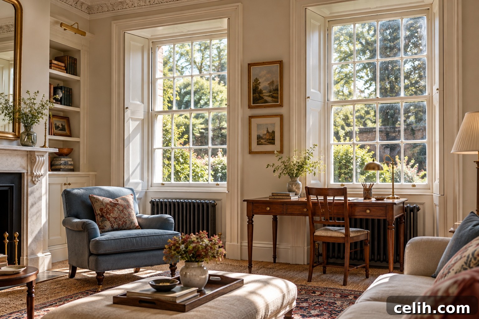 Sunny Georgian living room interior